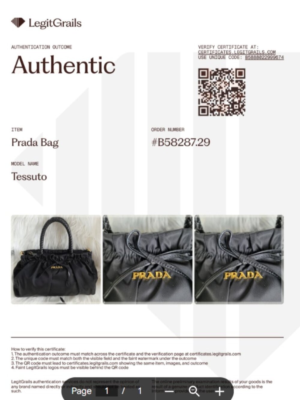 Authenticated Prada Tessuto Bow Two Way Bag - Picture 4 of 17